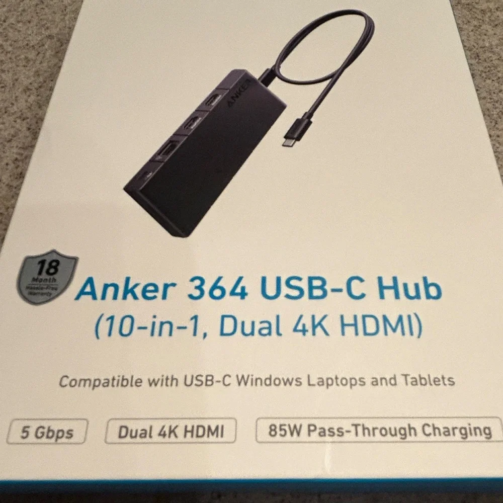 NIB! Anker 364 USB-C Hub - 10-in-1, Dual 4K HDMI